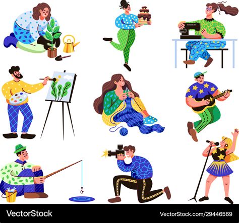 Hobbies free time set Royalty Free Vector Image