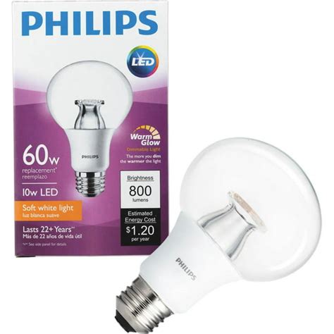 Philips LED Dimmable Light Bulb, G25, Soft White with Warm Glow, 60 WE ...