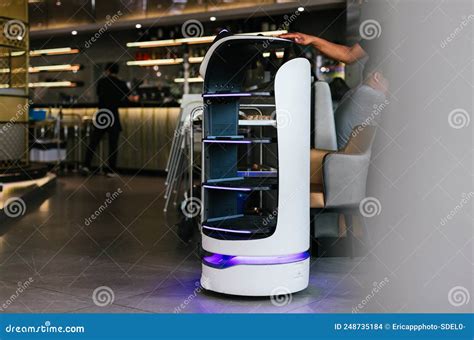 Robot Waiter Serving Food in a Restaurant Stock Photo - Image of control, robot: 248735184