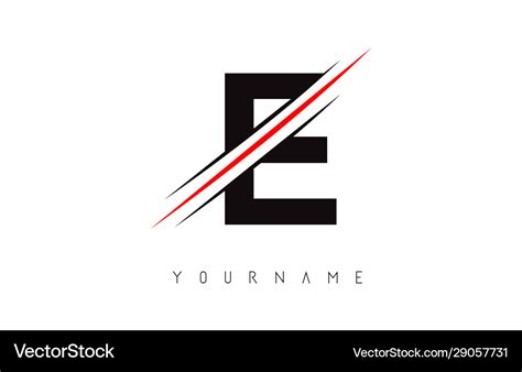 E letter logo design with creative red cut Vector Image