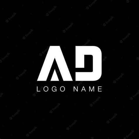 Premium Vector | Ad letter modern logo in black and white color