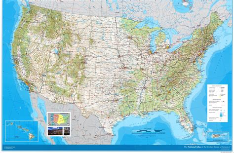 Large detailed road and topographical map of the USA. The USA large detailed road and ...