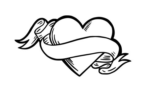 Heart Ribbon Tattoo PNG Transparent SVG Vector | OnlyGFX.com