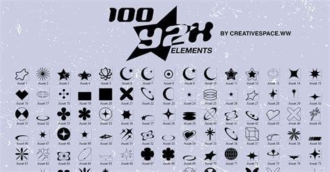 Y2K Aesthetic icons (100 assets for Logos, graphic design, Clothing)