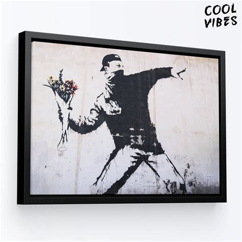 Banksy Flower Thrower Canvas Graffiti Street Art Canvas | Etsy