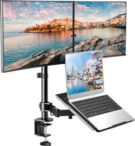 Amazon.com: HUANUO Laptop Mount, Height Adjustable Dual Monitor Mount ...