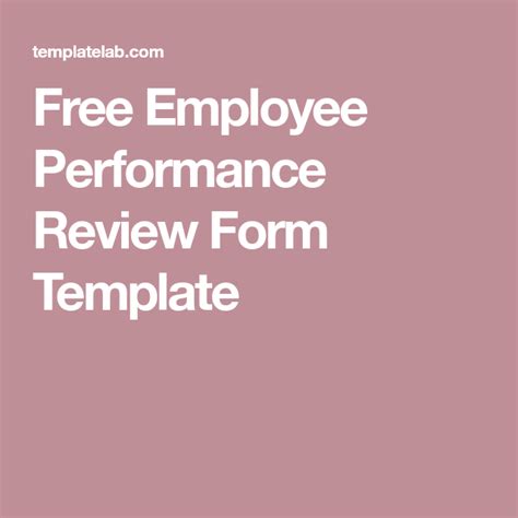 Free Employee Performance Review Form Template Employee Performance Review, Performance ...