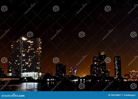 Bangkok night river view stock image. Image of corporate - 28418867