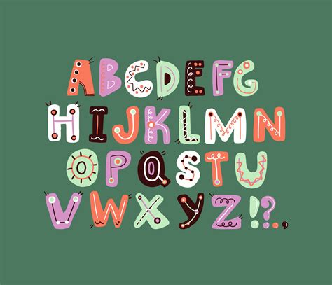 Cute funky letter alphabet design colorful and playful letter design ...