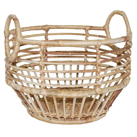 Open-Weave Rattan Basket with Handles, 18" | At Home