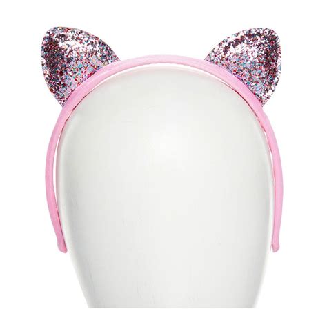 Pink Glitter Cat Ears | Party Delights