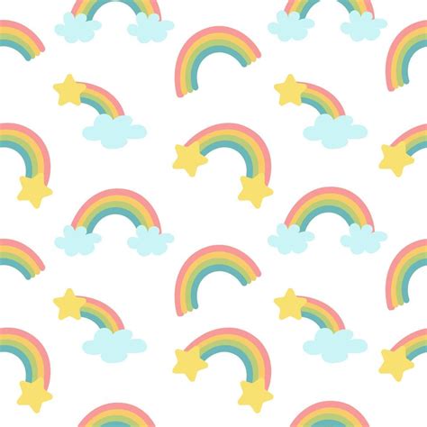 Pastel rainbow and stars seamless pattern on white background 8024548 Vector Art at Vecteezy