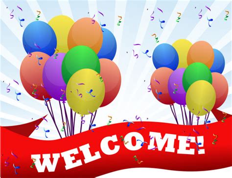 Colorful Welcome balloons and banner illustration design — Stock Photo ...