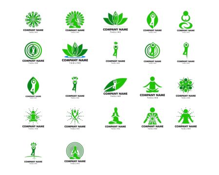 Collection Of Vector Logo Design Templates For Yoga Poses Vector ...