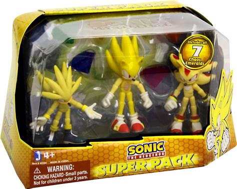 Sonic The Hedgehog Super Pack 3.5 Action Figure 3-Pack Includes 7 Chaos Emeralds Jazwares - ToyWiz