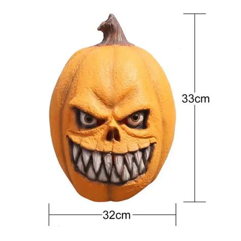 Halloween Mask For Face Horrifying Scary Mask Terror Pumpkin Head Full Head Latex Mask Adult ...