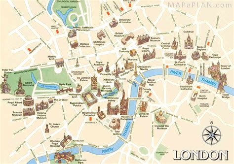 London top tourist attractions map Must see historical places | London tourist, London map ...