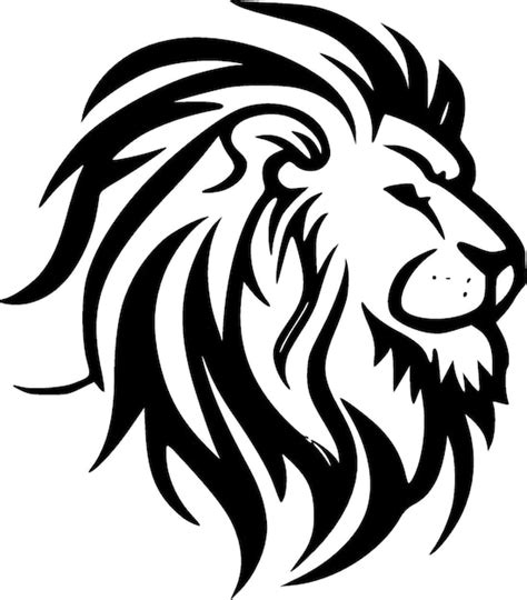 Premium Vector | Lion face black and white isolated icon vector illustration