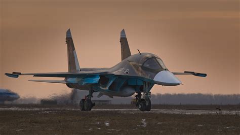 Blue and gray jet fighter, army, Sukhoi Su-34, Russian Air Force ...