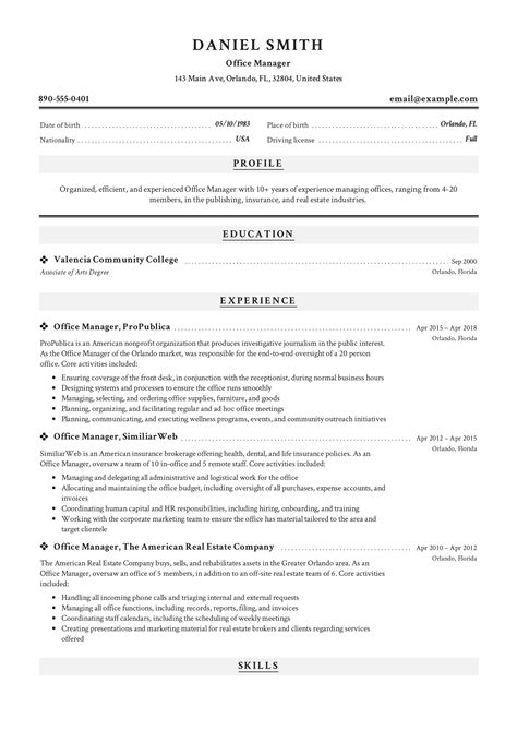 Office Manager Resume Examples 2019 | Resume Template