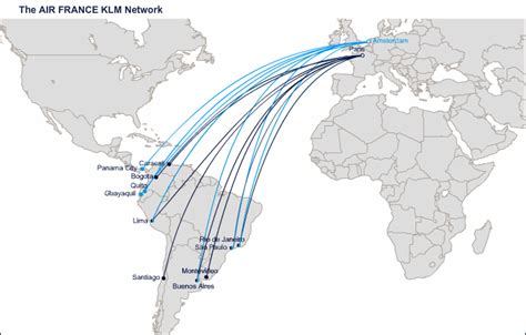 KLM Royal Dutch Airlines route map - South America