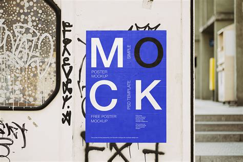 Free simple glued poster mockup - Mockups Design