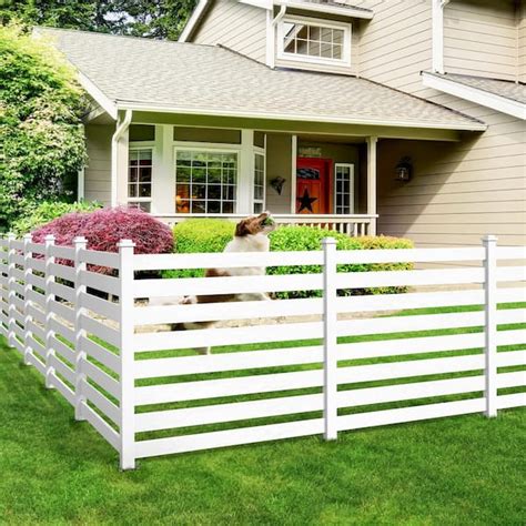 LUE BONA Ares 38 in. x 46 in. White Garden Fence W/Post And No-Dig Steel Cone Anchor Recycled ...