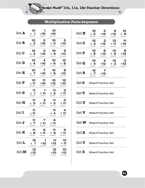 Multiplication 10s, 11s, 12s Learning Track - Rocket Math