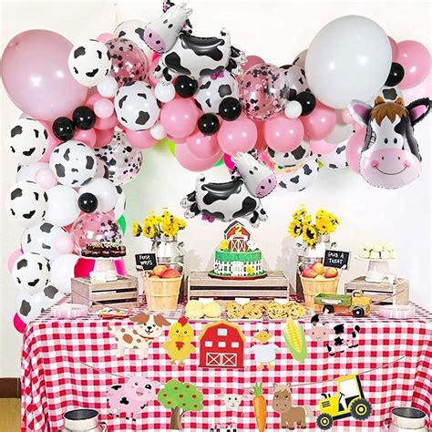 Girl Birthday Balloon Decor Farm Animal Theme First Birthday Party ...