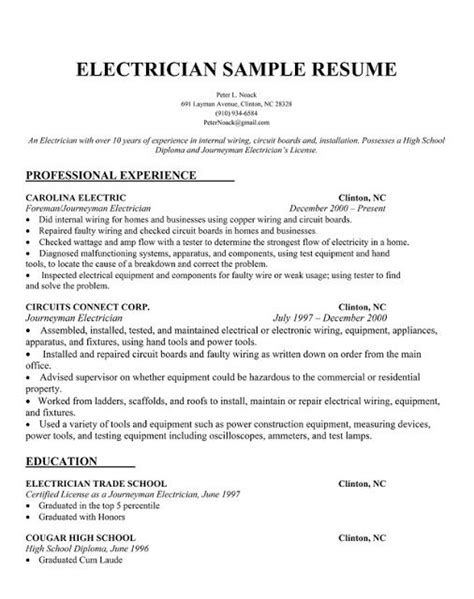 Electrician Resume Samples | Sample Resumes | Sample resume cover ...