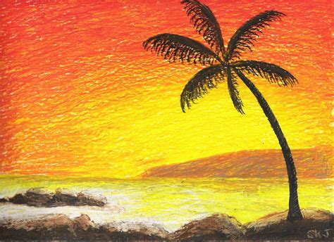 Sunset scenery with oil pastels | Oil pastel art, Oil pastel paintings, Pastel art