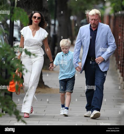 Well dressed Boris Becker and Lilly Becker take their son Amadeus on a family day out while on a ...