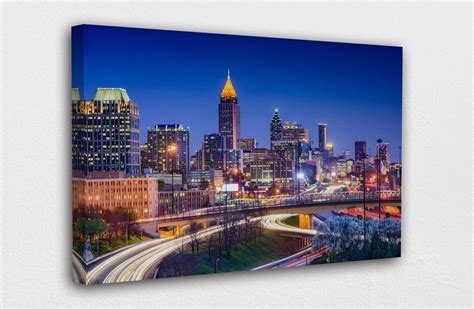 Atlanta City Skyline Canvas Design Poster Print Decor for Home & Office Decoration I POSTER or ...