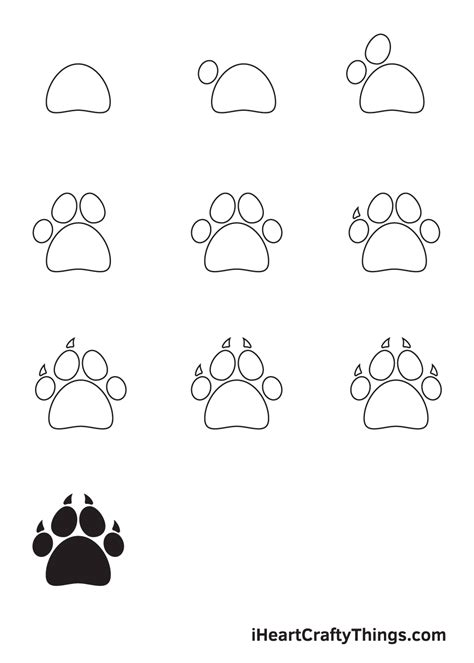 Paw Print Drawing - How To Draw A Paw Print Step By Step