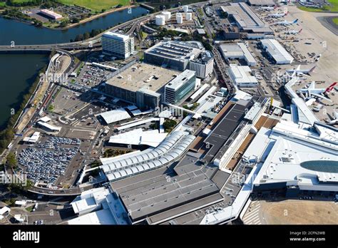 Sydney Airport aerial view with international passengers Terminal 1 ...