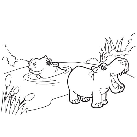 Cartoon Hippo Coloring Pages at GetColorings.com | Free printable colorings pages to print and color