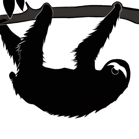 Sloth SVG Silhouette Hanging from a Tree · Creative Fabrica