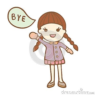 Cartoon Cute Girl Saying Bye Royalty Free Stock Photos - Image: 30880758