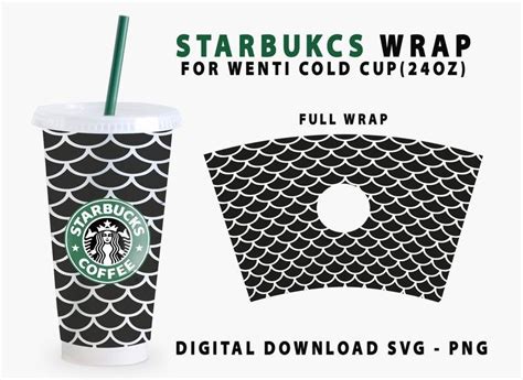 Mermaid Scales Starbucks Cup Svg – Starbucks Cold Cup Wrap SVG, Full Wrap For Personalized ...