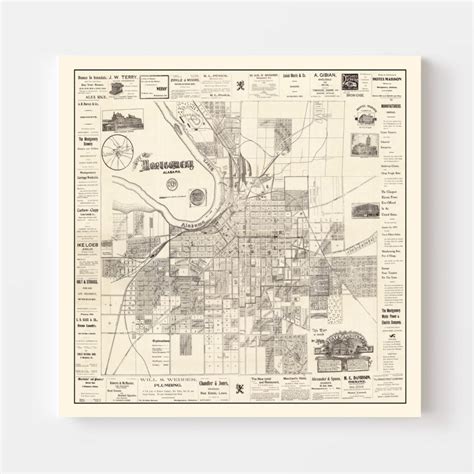 Vintage Map of Montgomery, Alabama 1899 by Ted's Vintage Art