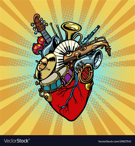 Music in the heart musical orchestral instruments Vector Image