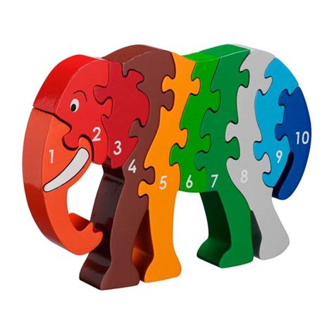 Wooden toy elephant 1-10 number puzzle | Lanka Kade