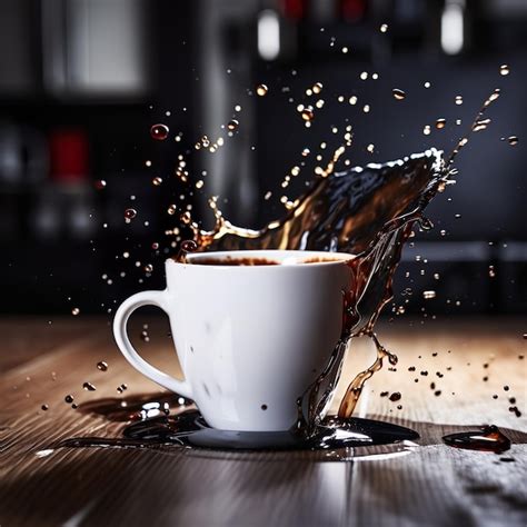 Premium AI Image | Falling cup of coffee in slow motion