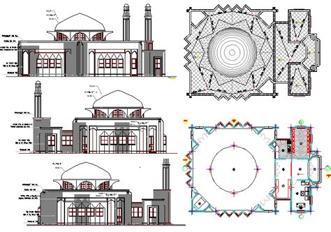 The Architecture Layout Plan of Iranian Mosque Elevation dwg file - Cadbull