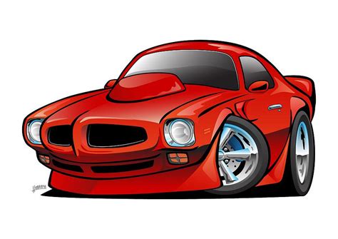 Classic Seventies American Muscle Car Cartoon Drawing by Jeff Hobrath - Pixels