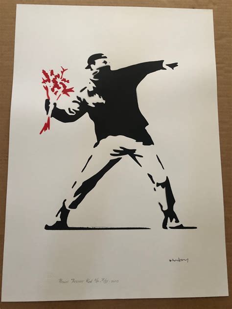 Flower Thrower (Red) by Banksy - Leviton Fine Art, LLC