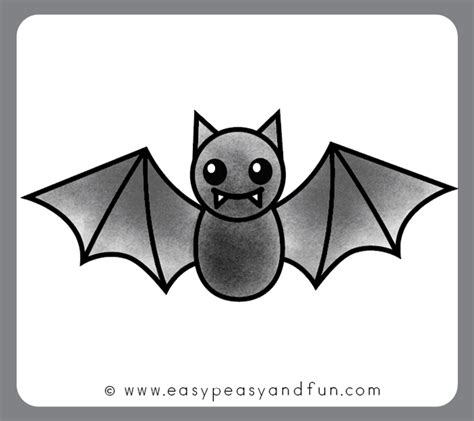 How to Draw a Bat - Step by Step Bat Drawing Tutorial - Easy Peasy and Fun Easy Halloween ...