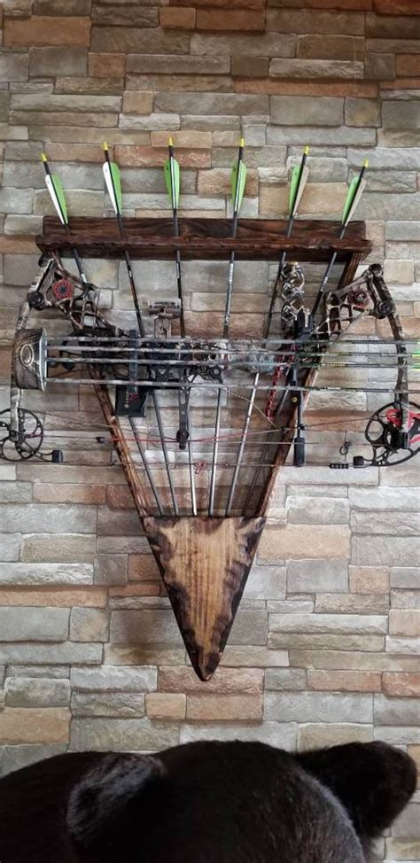 Archery Bow Rack, Wall Mounted, Bow Rack, Rusted Wood Bow Rack,bow Holder, Hunting Archery, Bow ...