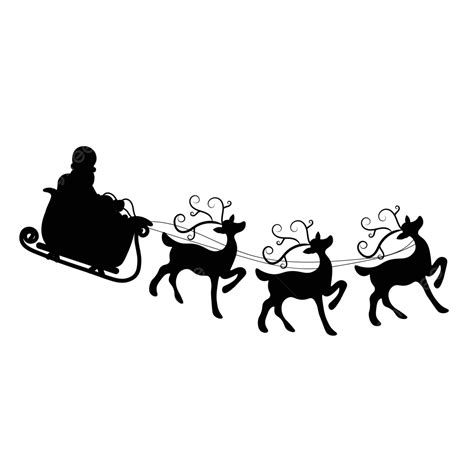 Silhouette Christmas Decoration Santa Claus Riding Sleigh Transparent Background, Christmas ...