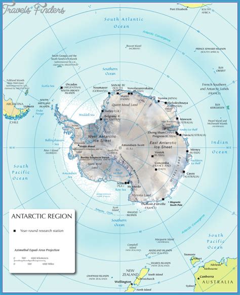 Antarctic Circle Map - TravelsFinders.Com